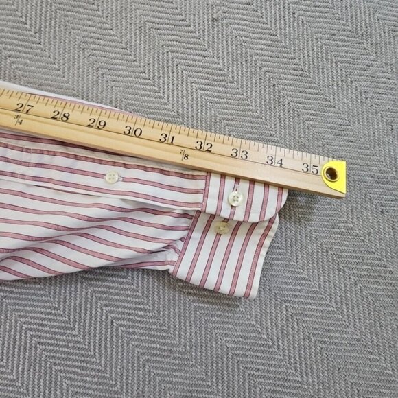 Brooks Brothers 346 Shirt Men's 18 34/35 Red White Stripe Long Sleeve Luxury EUC - Picture 11 of 13